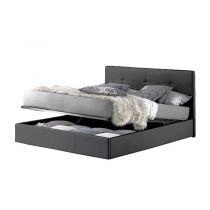 6 POINTS, Lit coffre existe en plusieurs dimensions en tissu gris, avec option matelas Aloe Vera 18cm
