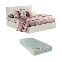 6 POINTS, Lit coffre existe en plusieurs dimensions en Velours bleu, avec option matelas Aloe Vera 18cm