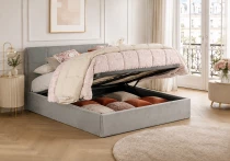 6POINTS, Lit coffre existe en plusieurs tailles de couchage et rev&ecirc;tements. Vendu avec matelas