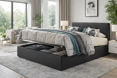 6POINTS, Lit coffre existe en plusieurs tailles de couchage et rev�tements. Vendu sans matelas