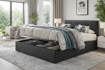 6POINTS, Lit coffre existe en plusieurs tailles de couchage et rev&ecirc;tements. Vendu sans matelas