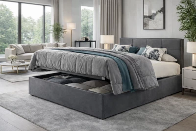 6POINTS, Lit coffre existe en plusieurs tailles de couchage et rev�tements. Vendu sans matelas