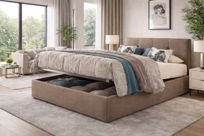 6POINTS, Lit coffre existe en plusieurs tailles de couchage et rev�tements. Vendu sans matelas