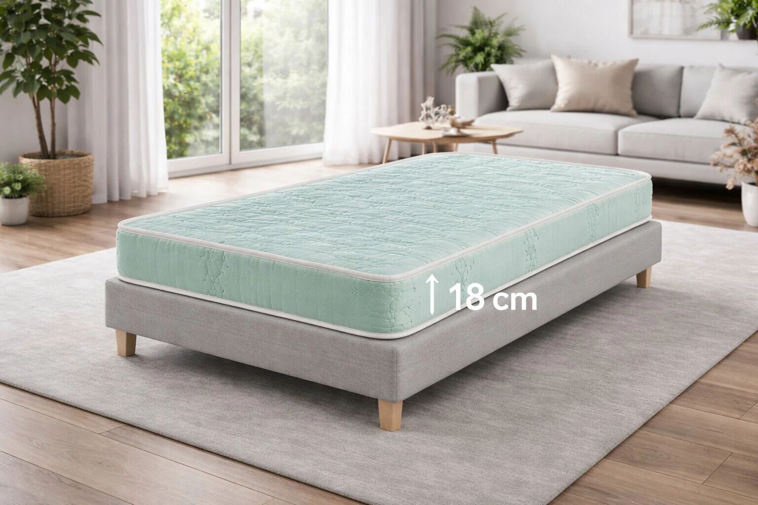 ALOE JACQUARD, Matelas  en mousse &eacute;paisseur 18cm (toutes dimensions)