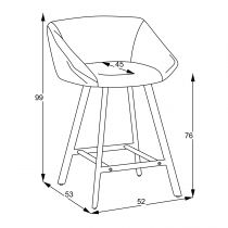 BADE- Tabouret haut -Chaise de Bar- velours ANKA (L60*P54*H93cm)