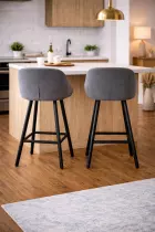 BADE- Tabouret haut -Chaise de Bar- velours ANKA (L60*P54*H93cm)