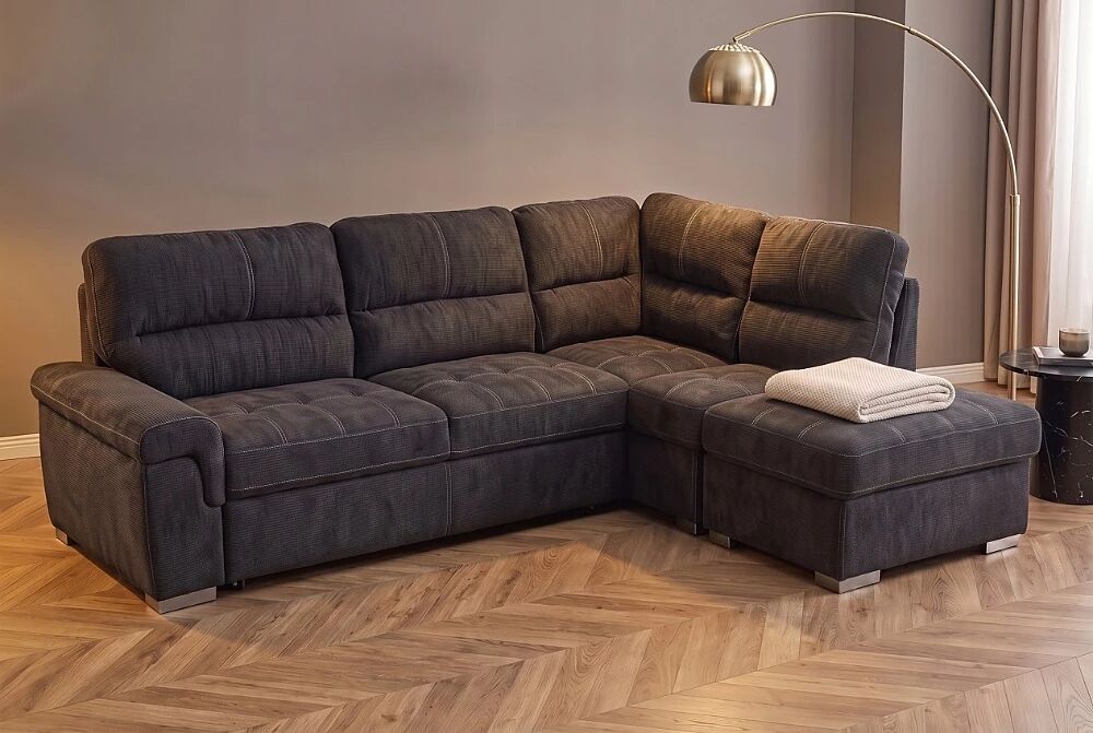 BAMAKO � Canap&eacute; d\'angle convertible gigogne, non-r&eacute;versible droite/gauche � 4 tissus au choix