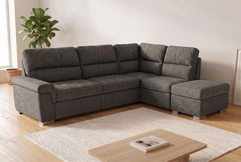 BAMAKO � Canap&eacute; d\'angle convertible gigogne, non-r&eacute;versible droite/gauche � 4 tissus au choix