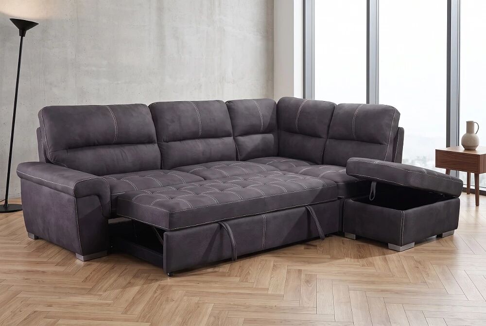 BAMAKO � Canap&eacute; d\'angle convertible gigogne, non-r&eacute;versible droite/gauche � 4 tissus au choix