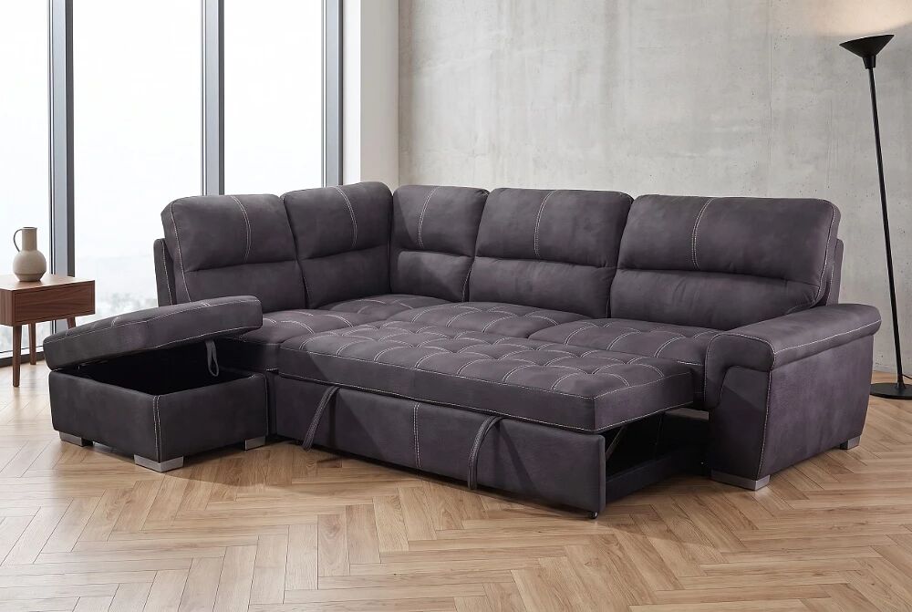 BAMAKO � Canap&eacute; d\'angle convertible gigogne, non-r&eacute;versible droite/gauche � 4 tissus au choix