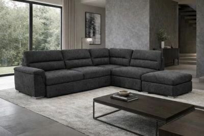 BAMAKO 2AP, Angle convertible gigogne droite Tissu effet velours C�tel�