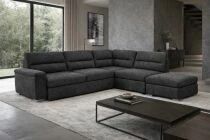 BAMAKO 2AP, Angle convertible gigogne droite Tissu effet velours C&ocirc;tel&eacute;