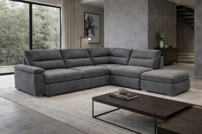 BAMAKO 2AP, Angle convertible gigogne droite TISSU VELOURS (304*221*105cm)
