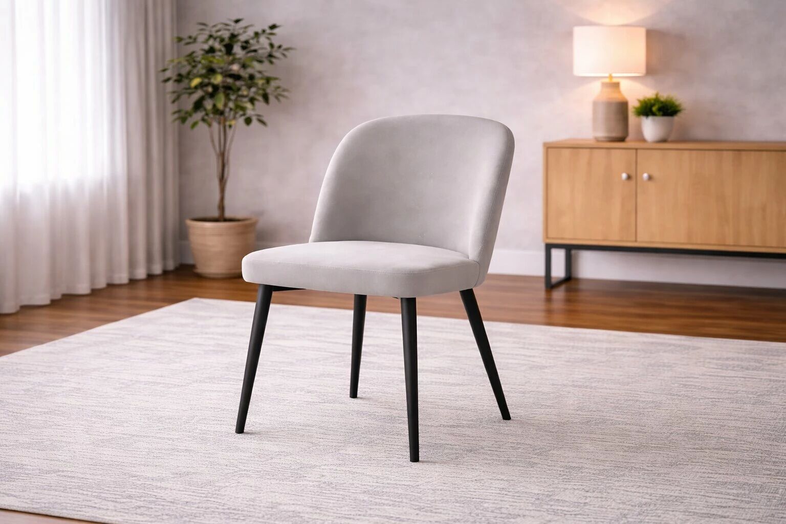 BARKA, Chaise de repas en velours ANKA (L50*P60*H93cm)