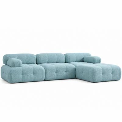 BIBO, Canap� d\'angle fixe modulable, tissu bouclette effet \'mouton\'