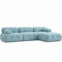 BIBO, Canap&eacute; d\'angle fixe modulable, tissu bouclette effet \'mouton\'