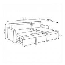 BILBAO, Angle convertible gigogne 2 place + Chaise longue REVERSIBLE. Tissu gris foncé anthracite