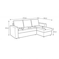 BILBAO, Angle convertible gigogne 2 place + Chaise longue REVERSIBLE. Tissu gris foncé anthracite