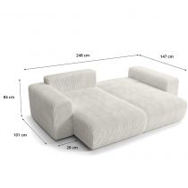 BOBO CL, Canapé convertible Gigogne grand angle reversible en velours cotelé