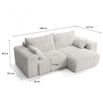 BOBO CL, Canapé convertible Gigogne grand angle reversible en velours cotelé