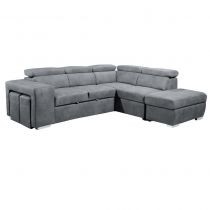 BONO, Grand canapé d\'angle droite, convertible gigogne 2 places, Pouf coffre, Revêtement Velours cottelé