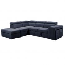 BONO, Grand canapé d\'angle gauche, convertible gigogne 2 places, Pouf coffre, Revêtement Velours cottelé