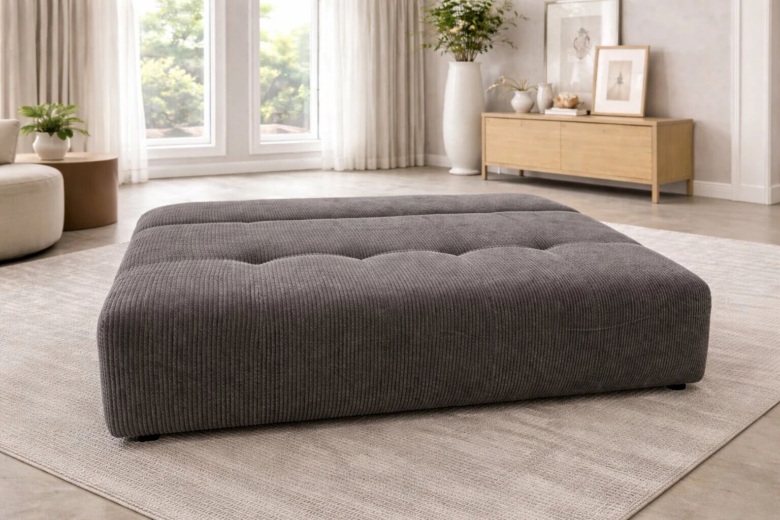 BRENDON - Banquette 3 places � Tissu LINCOLN 03 Ivoire