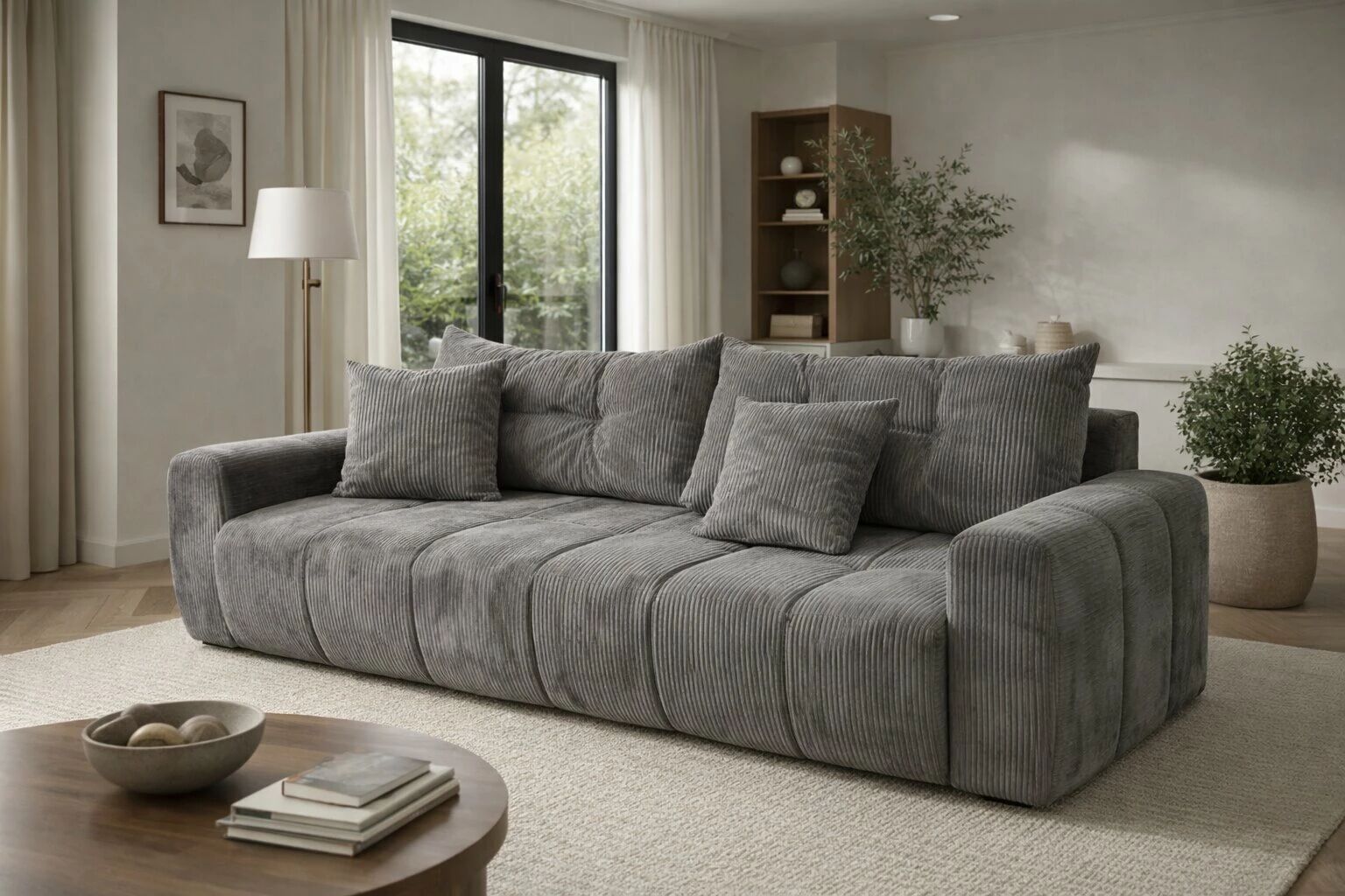 BRENDON - Canap&eacute; d�angle 2 places avec m&eacute;ridienne, convertible gigogne et angle r&eacute;versible.