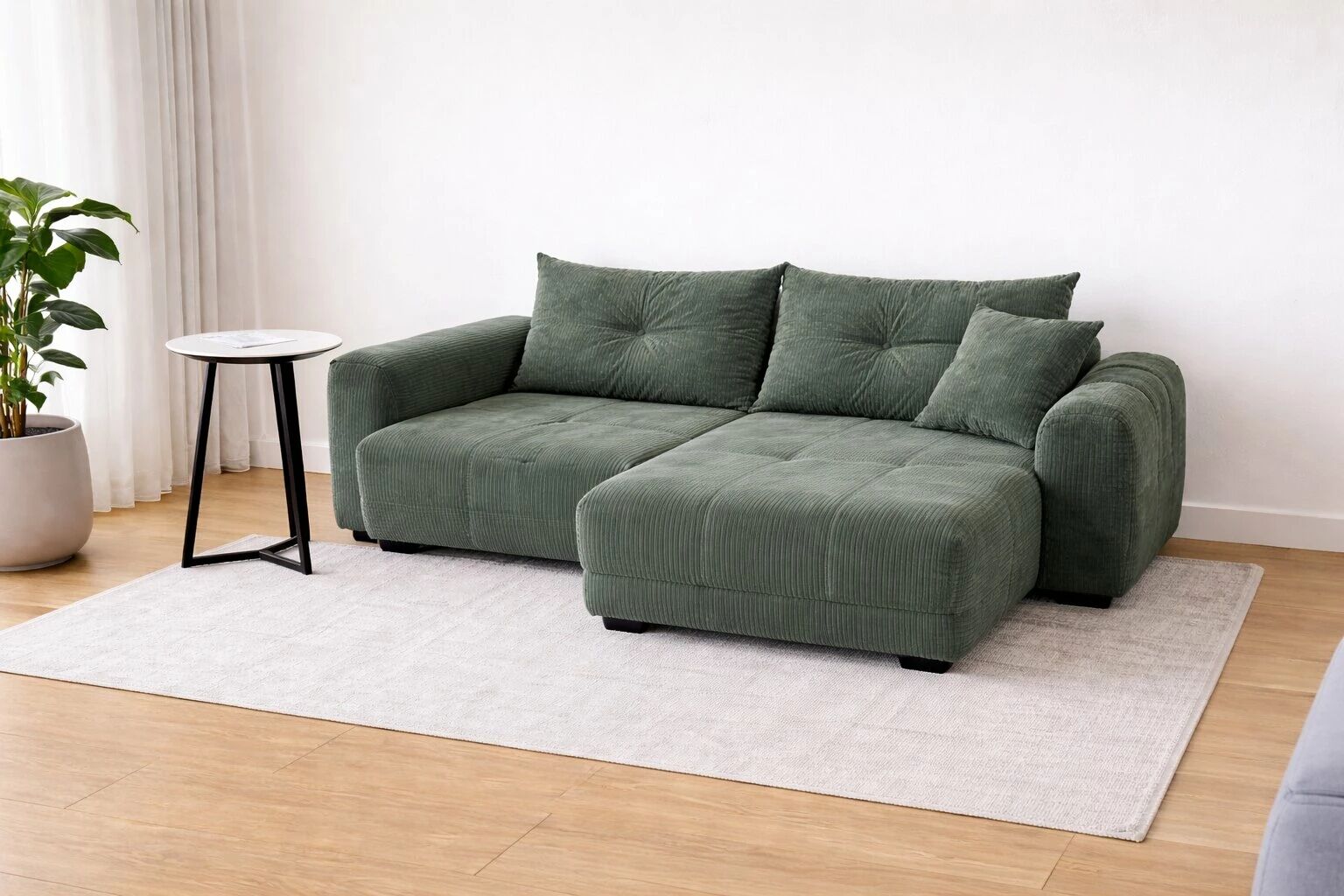 BRENDON - Canap&eacute; d�angle 3 places avec m&eacute;ridienne, convertible gigogne et angle r&eacute;versible.