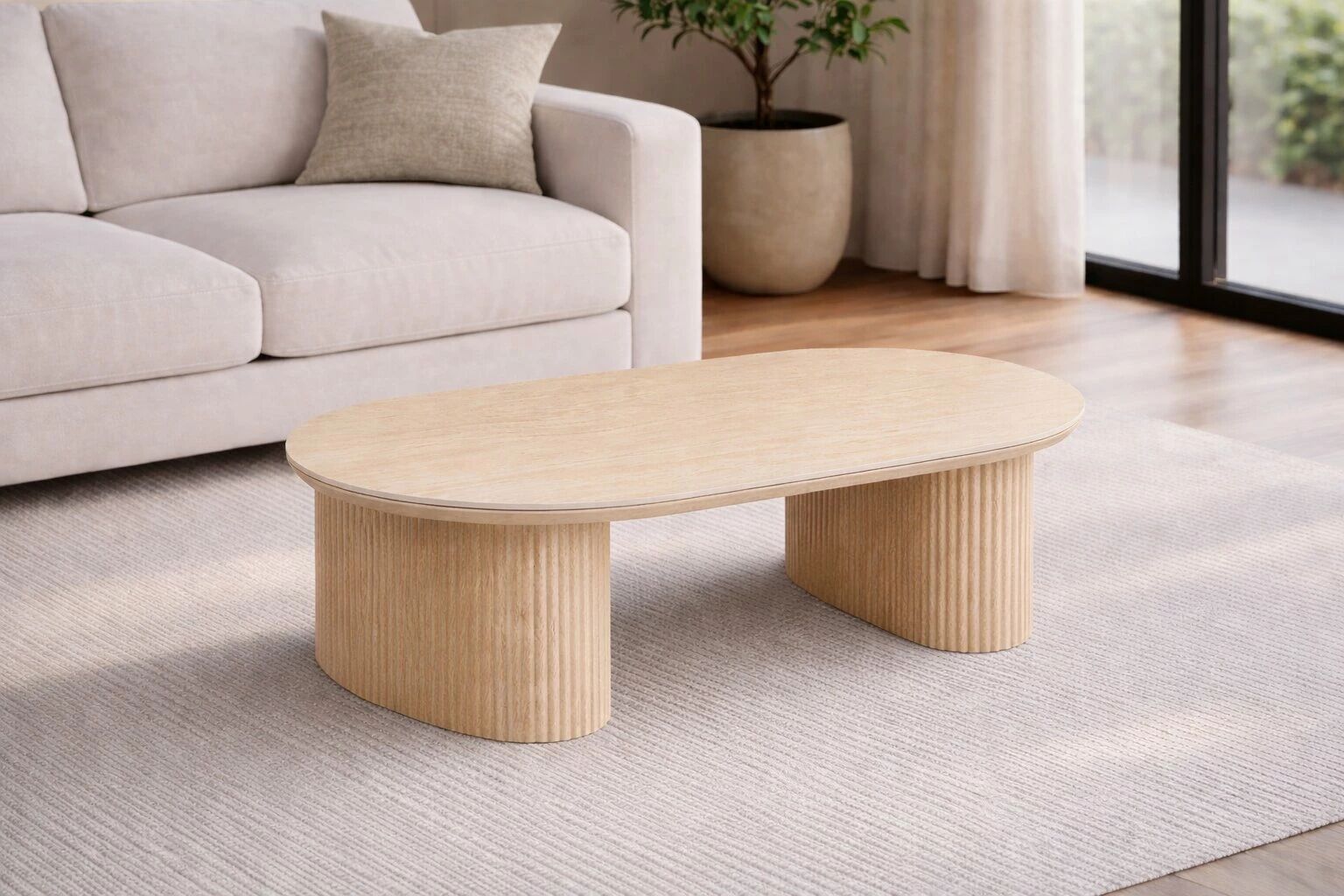 CALYPSO table basse 120*60*45cm pierre fritt&eacute;e travertin + pieds BLANC