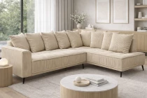 CAMERON,Canap&eacute; d\'angle FIXE NON REVERSIBLE en velours COTELE