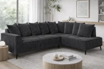 CAMERON,Canap&eacute; d\'angle FIXE NON REVERSIBLE en velours COTELE