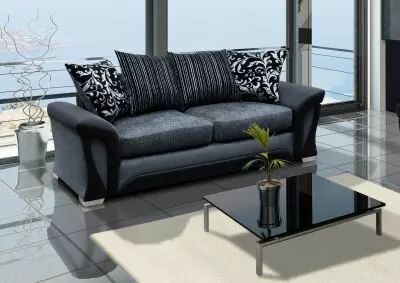 Canapé 3 Places Noir 180 Cm En Tissu - Neuf Avec Coussins Inclus