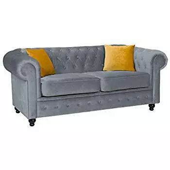 Canap� chesterfield HILTON 2 places en tissu velours TIFFANY