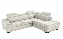 CAPRI II, Canapé convertible gigogne, Grand Angle Droite + pouf coffre Velours gris