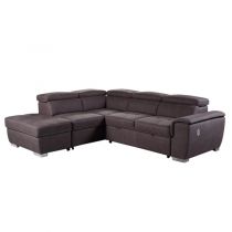 CAPRI II, Canapé convertible gigogne, Grand Angle Droite ou gauche + pouf coffre Tissu double polyester