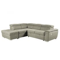 CAPRI II, Canapé convertible gigogne, Grand Angle Droite ou gauche + pouf coffre Tissu double polyester