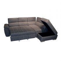 CAPRI II, Canapé convertible gigogne, Grand Angle Droite ou gauche + pouf coffre Tissu double polyester