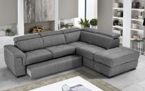 CAPRI II, Canapé convertible gigogne, Grand Angle gauche + pouf coffre Tissu double polyester