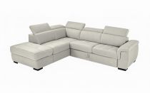 CAPRI II, Canapé convertible gigogne, Grand Angle gauche + pouf coffre Velours gris
