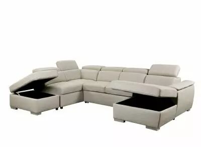 CAPRI U, Canap� Grand Angle panoramique convertible Gigogne, Rev�tement Tissu Polyester, avec m�ridienne droite + 2 places et po