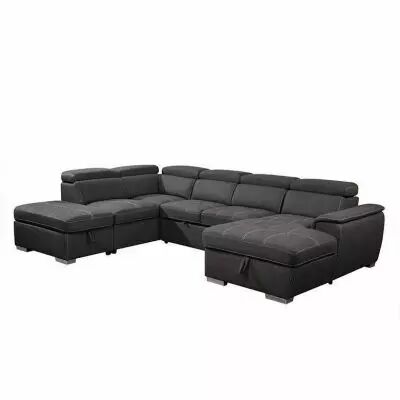 CAPRI U, Canap� Grand Angle panoramique convertible Gigogne, Rev�tement Tissu Polyester, avec m�ridienne droite + 2 places et po