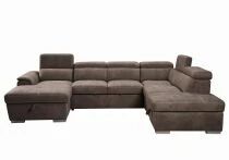 CAPRI U, Canap&eacute; Grand Angle panoramique convertible Gigogne, Rev&ecirc;tement Tissu Polyester, avec m&eacute;ridienne gauche + 2 places et po