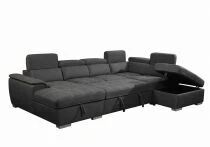 CAPRI U, Canap&eacute; Grand Angle panoramique convertible Gigogne, Rev&ecirc;tement Tissu Polyester, avec m&eacute;ridienne gauche + 2 places et po