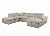 CAPRI U, Canap&eacute; Grand Angle panoramique convertible Gigogne, Rev&ecirc;tement Tissu Polyester, avec m&eacute;ridienne droite + 2 places et po