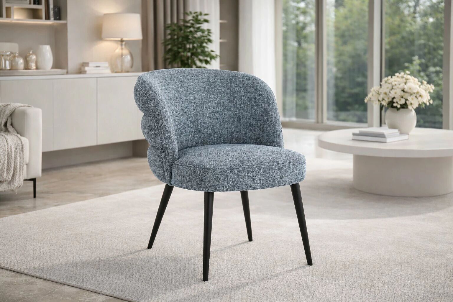 Chaise BATI  TISSU GRIS GRAPHITE + PIEDS NOIRS