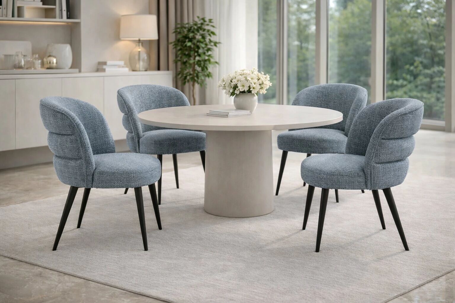 Chaise BATI  TISSU GRIS GRAPHITE + PIEDS NOIRS