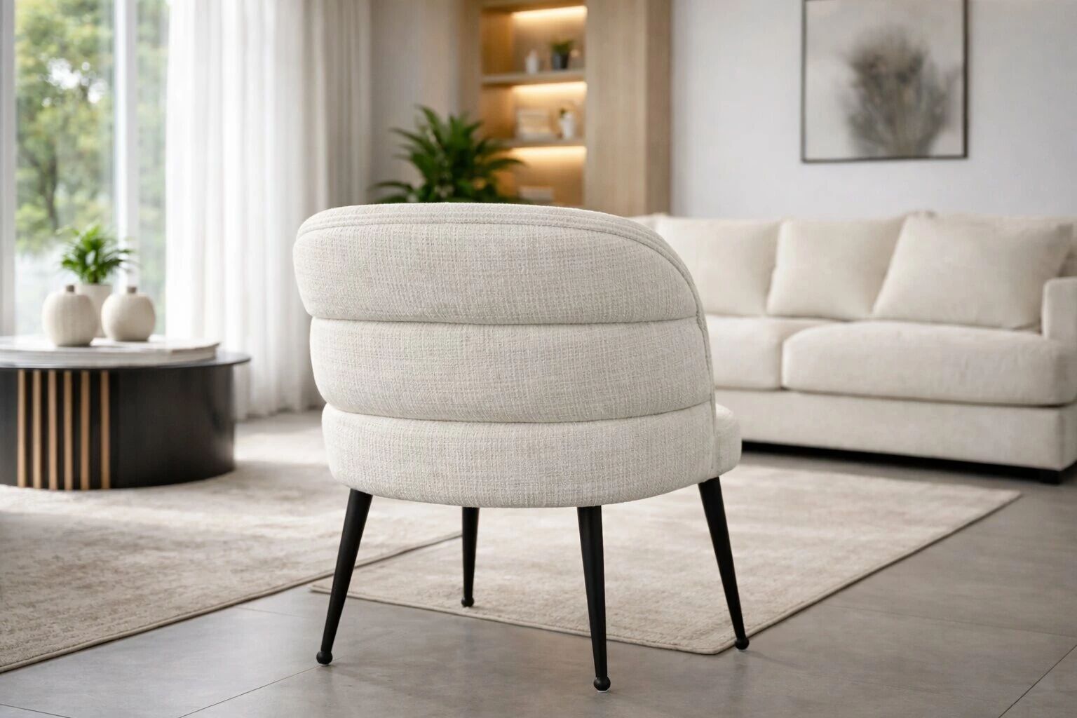 Chaise BATI TISSU CREMONA BEIGE + PIEDS NOIRS