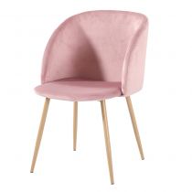 CHAISE de repas en velours Bleu ou Rose flamingo