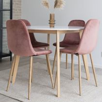 Chaise de repas en velours Bleu ou Rose flamingo